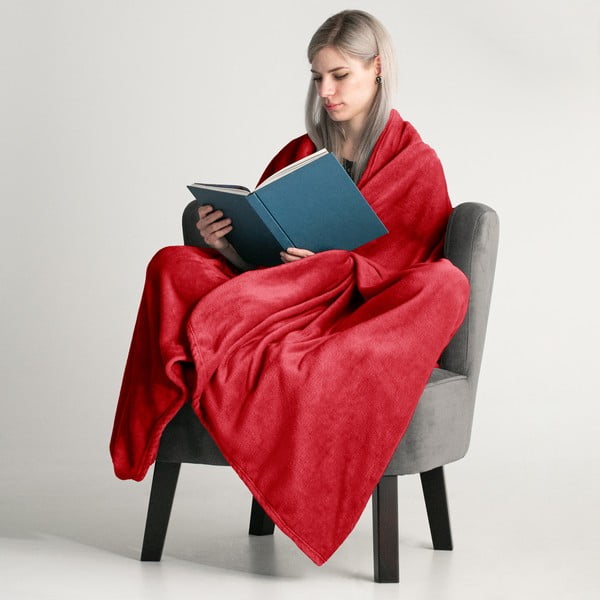 Czerwony koc z mikrowłókna Decoking Mic, 160x210 cm-image-1