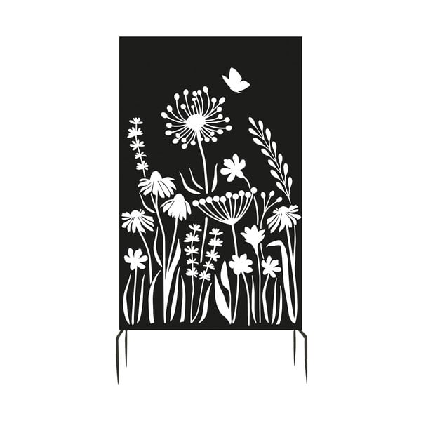 Czarna metalowa osłona balkonowa 100x186 cm Flowers – Esschert Design