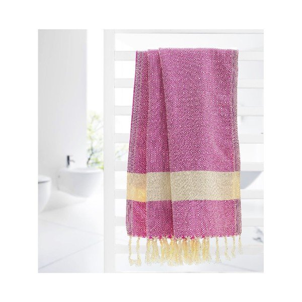 Ręcznik Hamam Diamonds Fuchsia, 100x180 cm-image-2