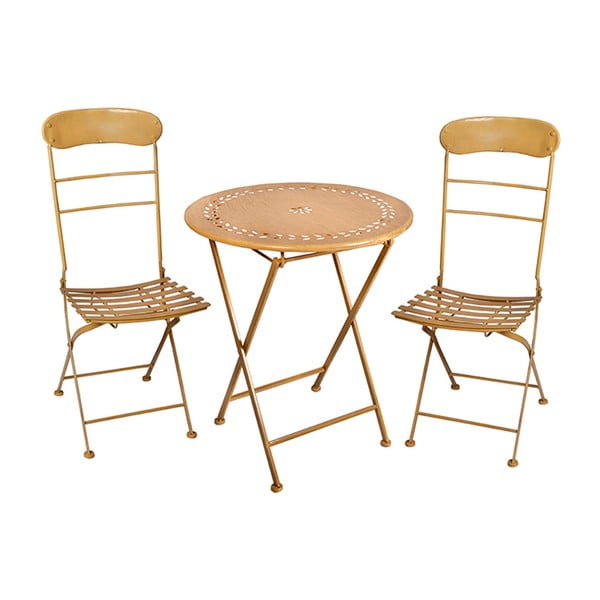 Składany zestaw ogrodowy stolik i 2 krzesła Soho And Deco Mostaza