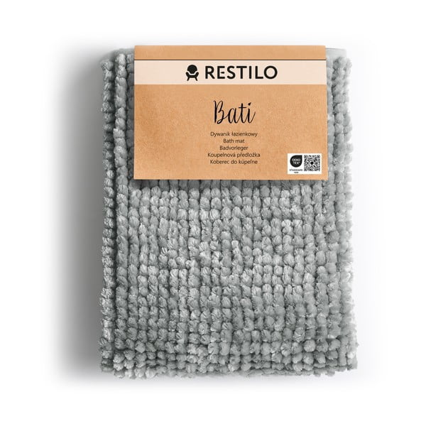 Szary dywanik łazienkowy AmeliaHome Bati, 60x90 cm