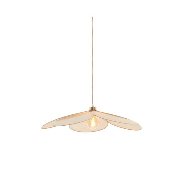 Kremowa lampa wisząca z tekstylnym kloszem Fyano – Light & Living-image-2