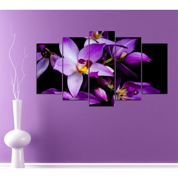 5-częściowy obraz Fioletowa orchidea