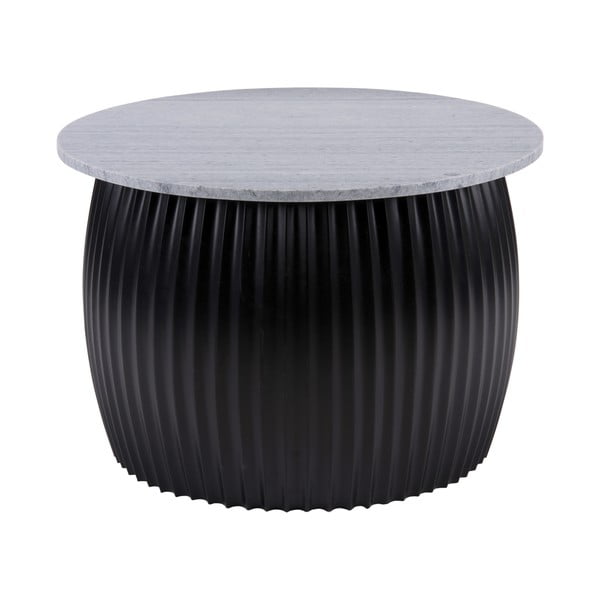 Czarny okrągły stolik z blatem w dekorze marmuru ø 52 cm Luscious – Leitmotiv