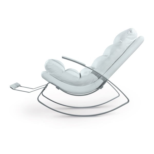 Biały fotel bujany ze skóry ekologicznej Garageeight Rockport-image-2