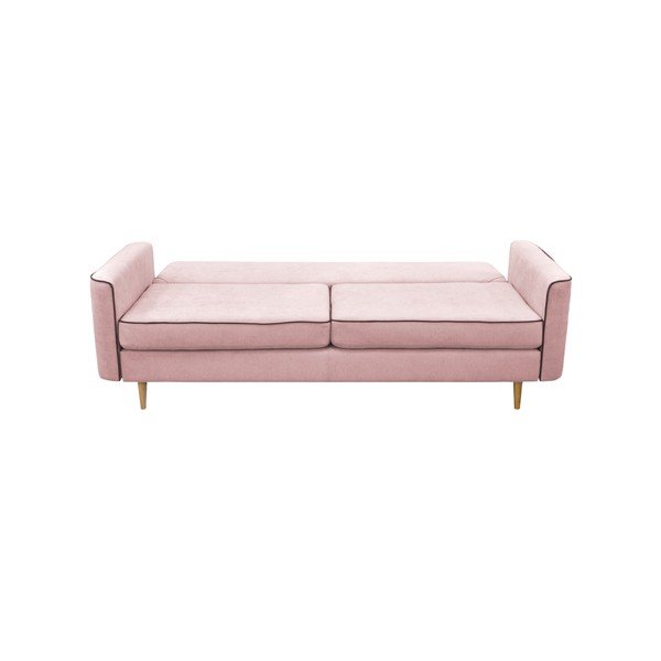 Różowa 3-osobowa sofa rozkładana z jasnymi nogami Mazzini Sofas Ivy-image-4