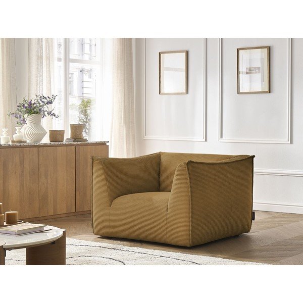 Musztardowy sztruksowy fotel Giorgia – Bobochic Paris-image-1