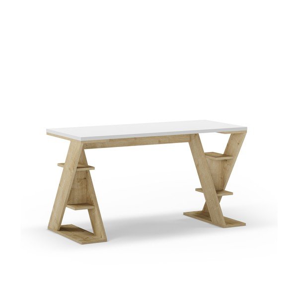 Biurko z białym blatem 60x137 cm Butterfly – Marckeric-image-2