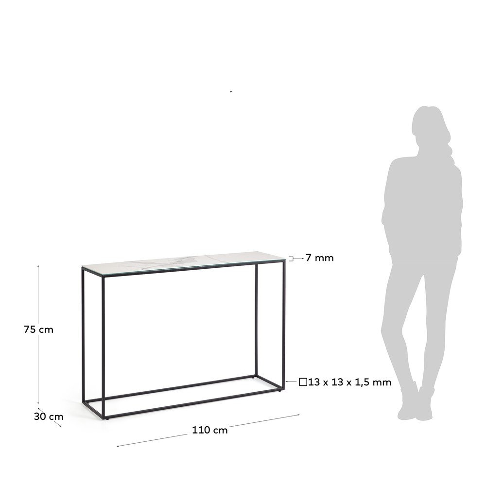 Czarno-biała konsola z ceramicznym blatem 30x110 cm Rewena – Kave Home (zdjęcie 7)