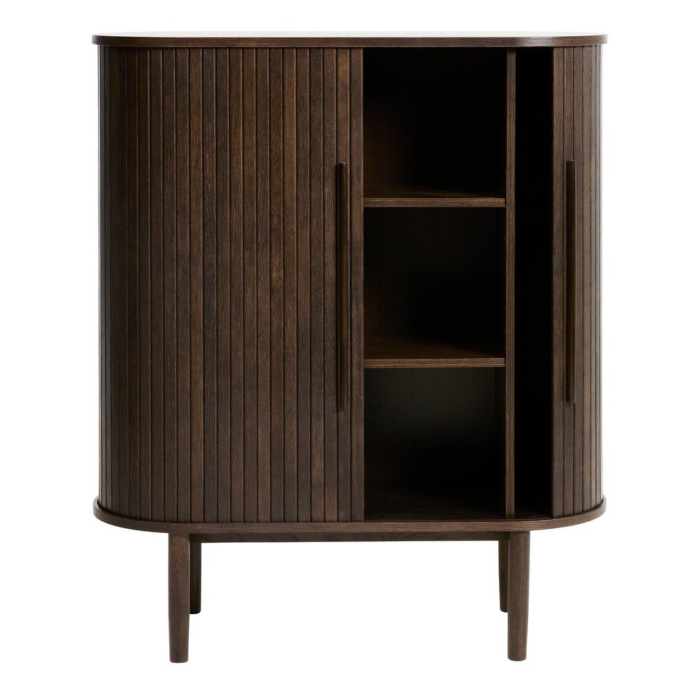Szafka w dekorze dębu z drzwiami przesuwnymi w ciemnym naturalnym kolorze 100x118x40 cm Meta – Unique Furniture (zdjęcie 4)