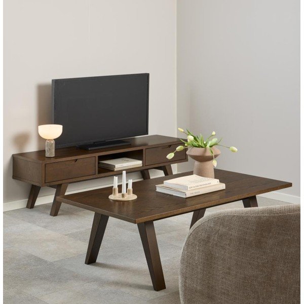 Brązowy stolik w dekorze dębu 70x130 cm A-Line – Actona-image-1