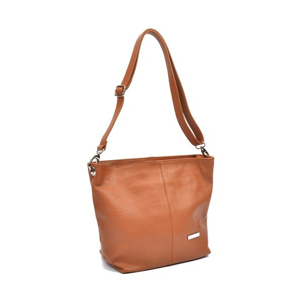 Brązowa skórzana torebka w odcieniu jasnego koniaku Luisa Vannini Ginata-image-2