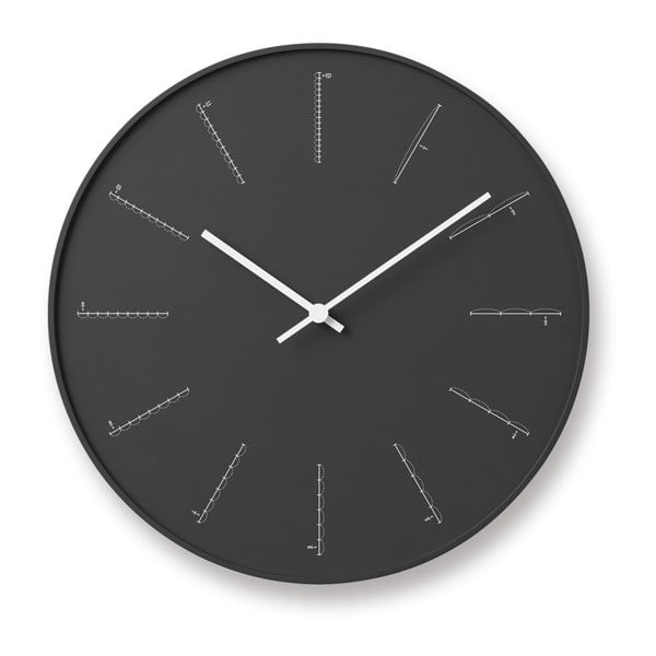 Czarny zegar Lemnos Clock Divide, ⌀ 29 cm