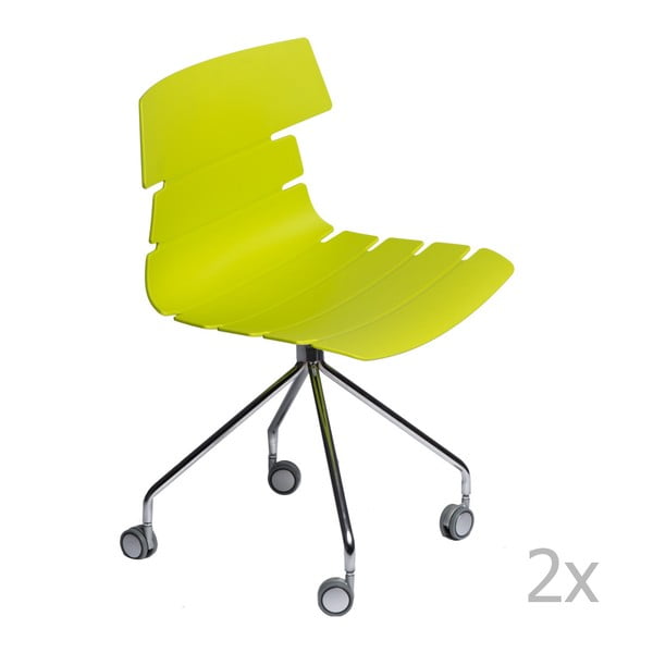 Zestaw 2 zielonych krzeseł D2 Techno Roll