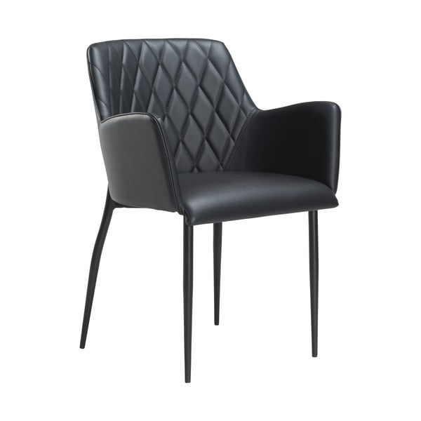 Czarne krzesło z imitacji skóry z podłokietnikami DAN–FORM Denmark Rombo Faux