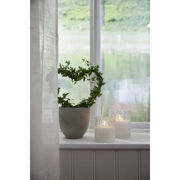 Biała woskowa świeca LED w szkle Star Trading Flamme Romb, wys. 12,5 cm-image-4