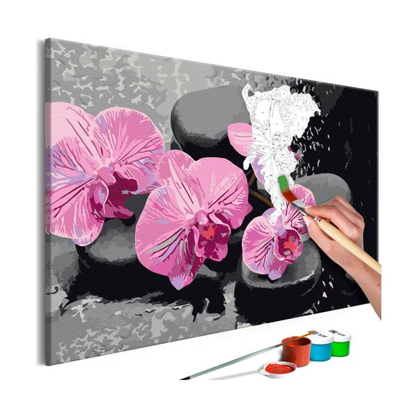 Zestaw płótna, farb i pędzli DIY Artgeist Orchid Zen, 60x40 cm