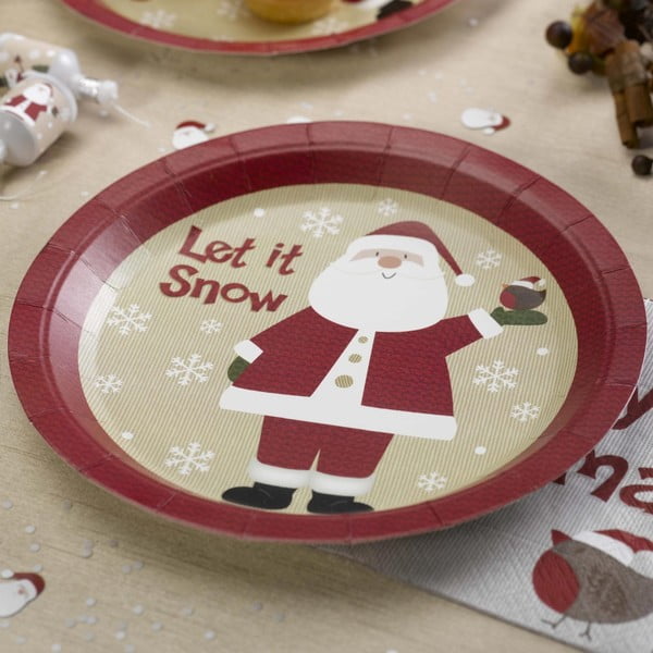 Zestaw 8 talerzy papierowych Neviti Let It Snow Father Christmas