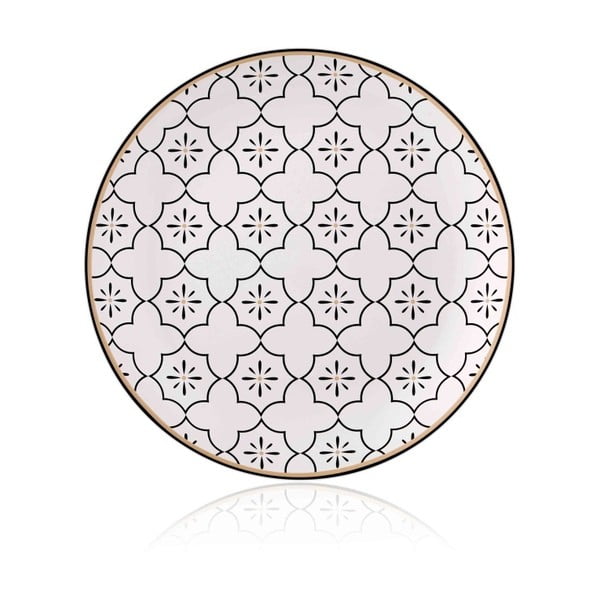 Czarno-biały talerz porcelany kostnej The Mia Maroc Marrakesh, ⌀ 20 cm
