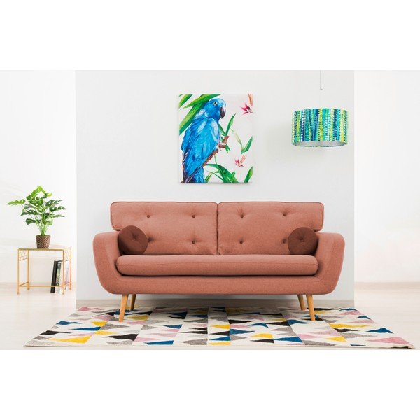 Łososiowa sofa z brązową poduszką Vivonita Malva-image-2