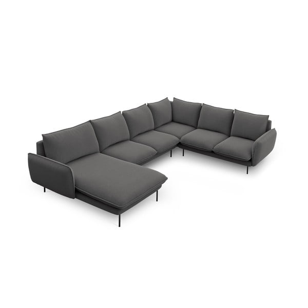Ciemnoszara sofa w kształcie litery U Cosmopolitan Design Vienna, prawostronna-image-2