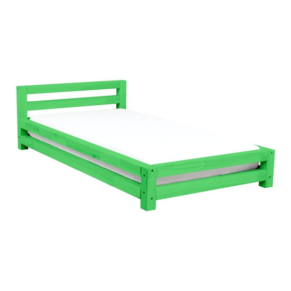 Zielone 1-osobowe łóżko dziecięce z drewna sosnowego Benlemi Single, 90x160 cm
