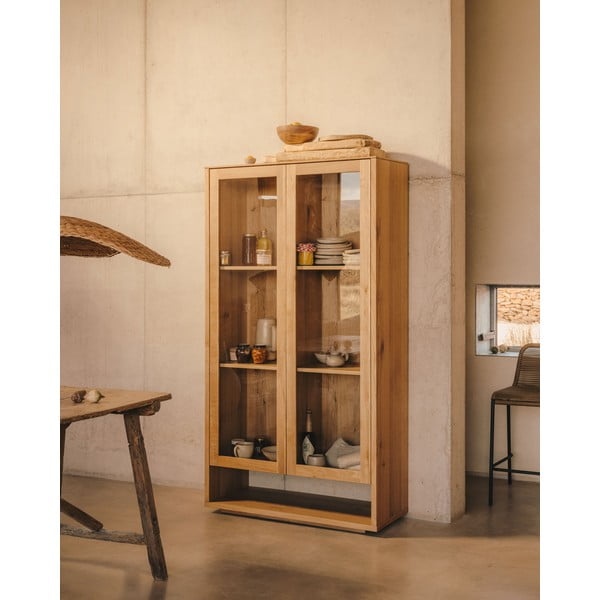 Witryna w dekorze dębu 100x185 cm Alguema – Kave Home-image-1