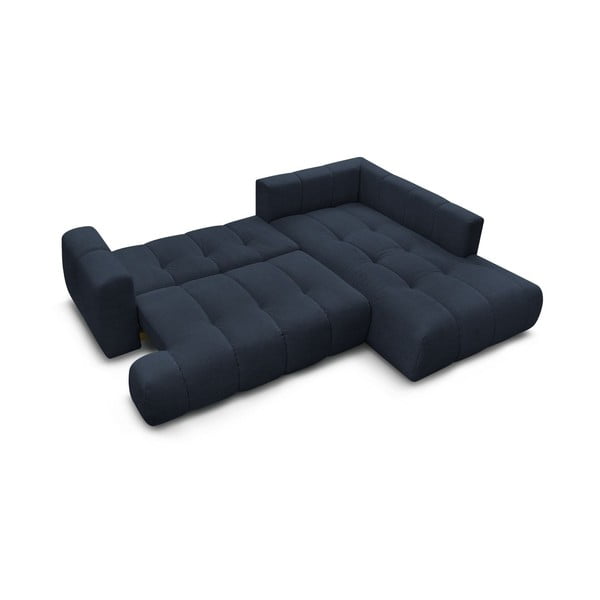 Ciemnoniebieski rozkładany/ze schowkiem narożnik (prawostronny/w kształcie litery L) Fuji – Bobochic Paris-image-4