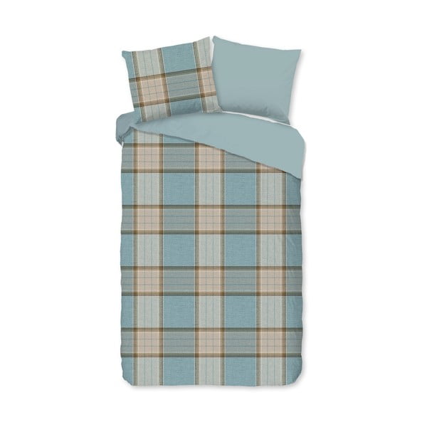 Niebieska flanelowa pościel jednoosobowa 140x220 cm Jacco – Good Morning