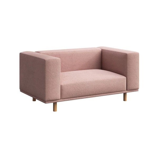 Różowy fotel z materiału bouclé Kukumo – Ame Yens