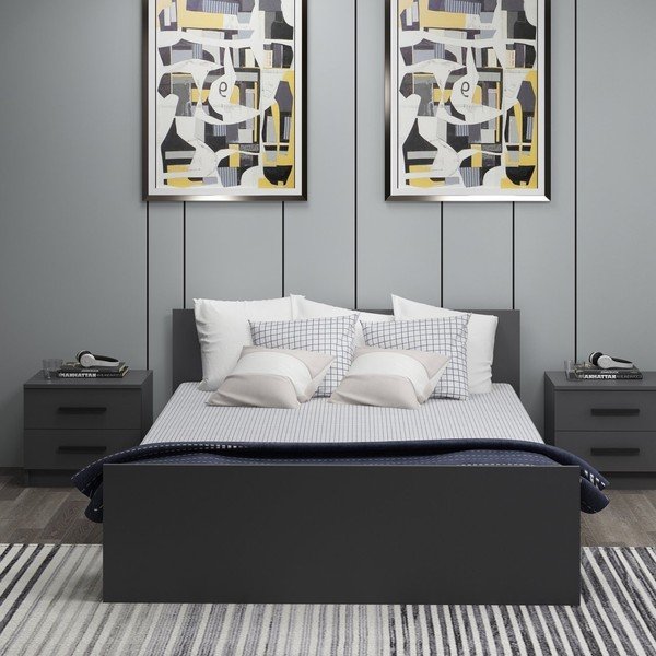 Antracytowe łóżko dwuosobowe 160x200 cm Kale – Kalune Design-image-3