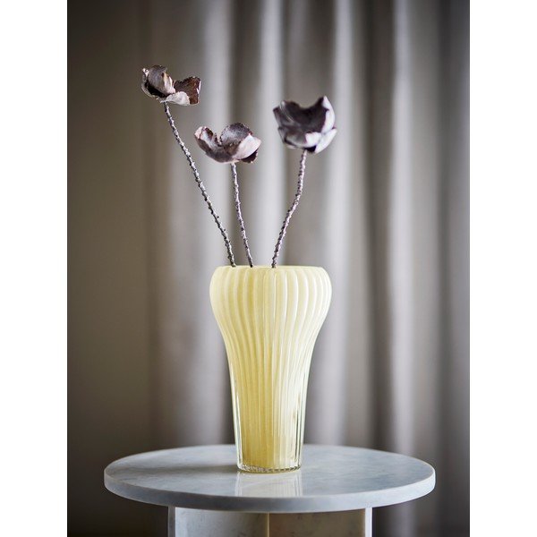 Jasnożółty szklany ręcznie wykonany wazon (wysokość 28 cm) Averie – Bloomingville-image-1