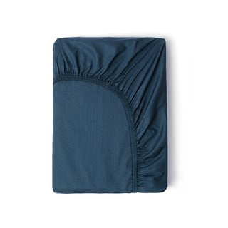Niebieskie elastyczne prześcieradło z satyny bawełnianej HIP, 180x200 cm