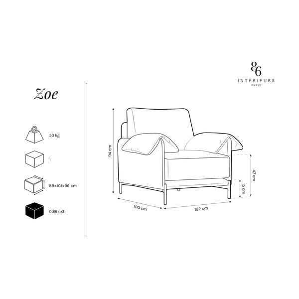 Czarnoszary fotel Interieurs 86 Zoe-image-4