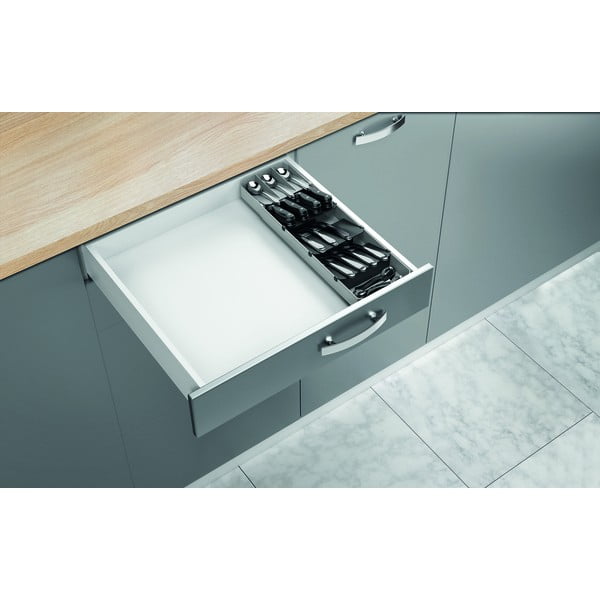 Szary plastikowy organizer na sztućce do szuflady 15 x 49 cm – Metaltex-image-3