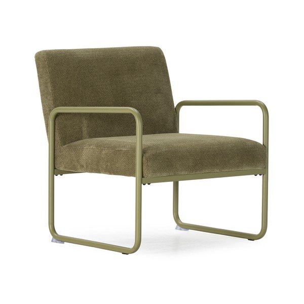 Zielony fotel z tkaniny szenilowej Vince – MOME