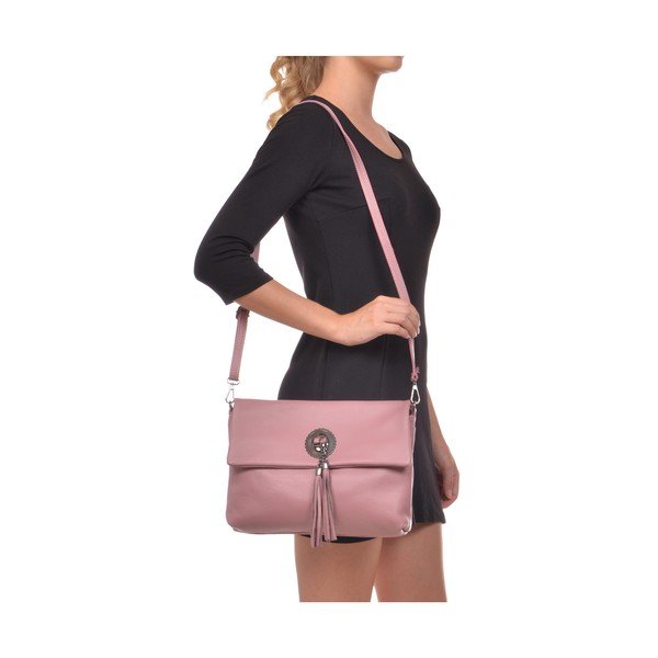 Różowa torebka skórzana crossbody Roberta M Elisa-image-4