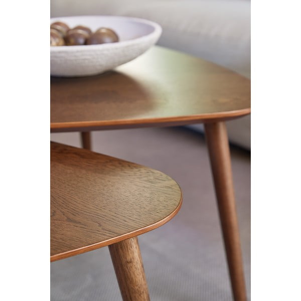 Brązowe stoliki w dekorze dębu zestaw 2 szt. 70x100 cm Adda – Unique Furniture-image-2