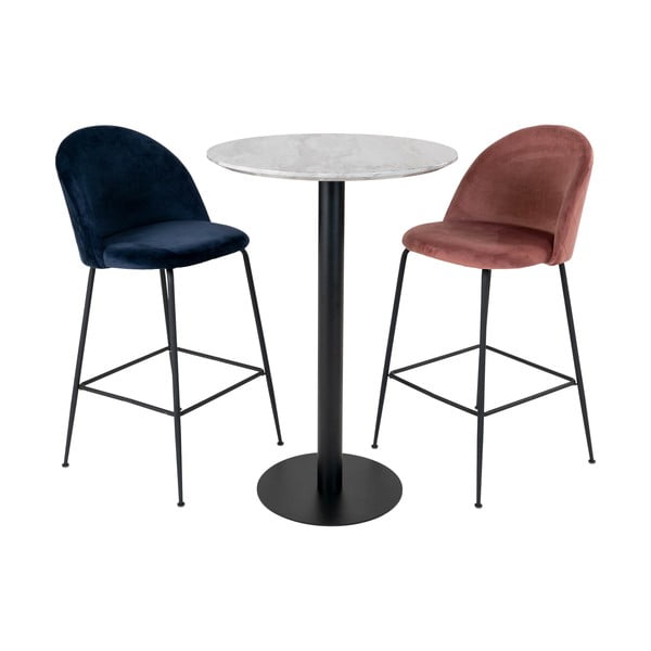 Okrągły stolik barowy z blatem w dekorze marmuru ø 70 cm Bolzano – House Nordic-image-4