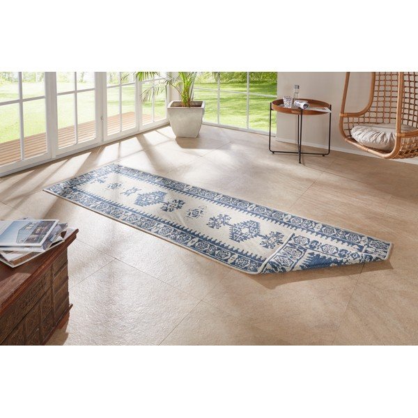 Niebiesko-kremowy chodnik odpowiedni na zewnątrz NORTHRUGS Duque, 80x250 cm-image-2