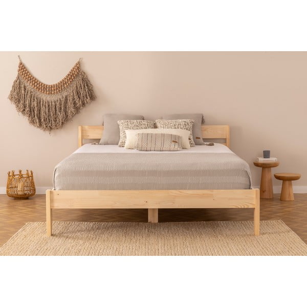 Łóżko dwuosobowe z litego drewna świerkowego ze stelażem 180x200 cm Venus – Kalune Design-image-2