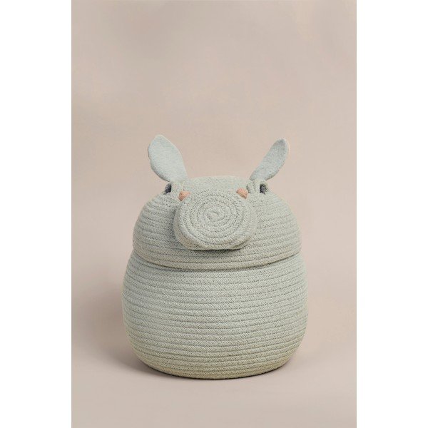 Jasnoszary tekstylny dziecięcy kosz na zabawki ø 25x30 cm Henry the Hippo – Lorena Canals-image-4