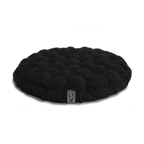 Czarna poduszka do siedzenia wypełniona piłeczkami do masażu Linda Vrňáková Bloom, Ø 65 cm