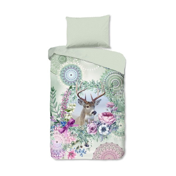 Zielona flanelowa pościel jednoosobowa 140x200 cm Romini – HIP