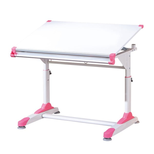 Białe biurko z różowymi lub zielonymi szczegółami 13Casa Color