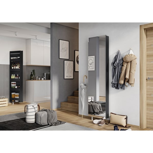 Antracytowa szafka pod przedpokoju 50x195x18 cm Rotary – Germania-image-1