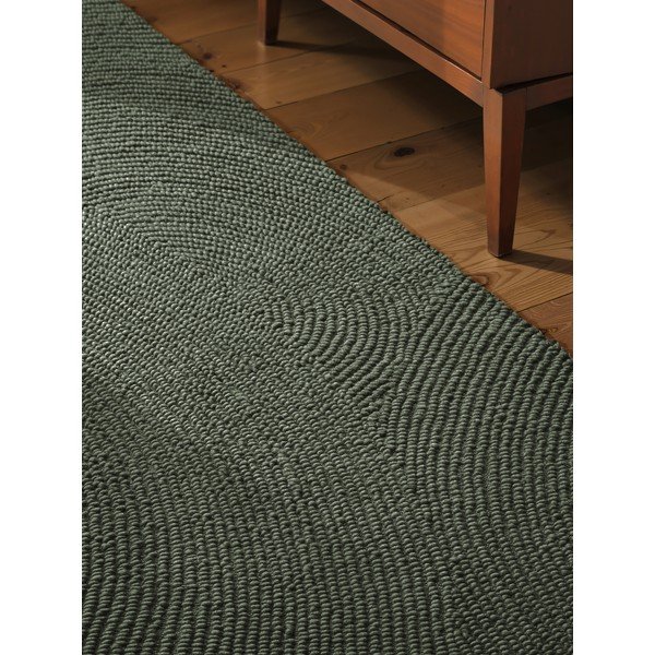 Ciemnozielony wełniany chodnik tkany ręcznie 80x300 cm Calmio – Hanse Home-image-3