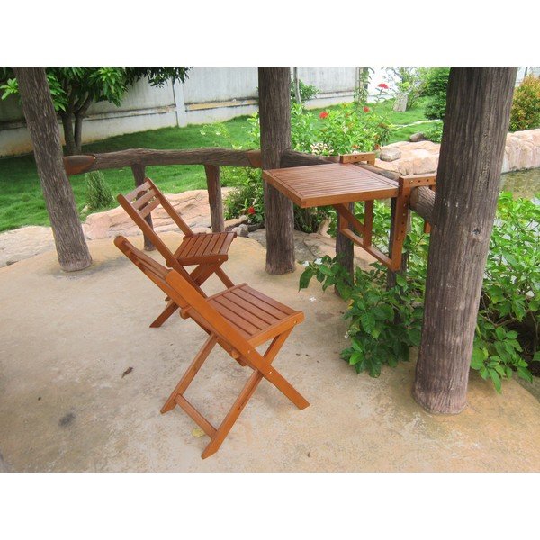 Zestaw 2 krzeseł i wiszącego stolika z drewna eukaliptusowego Garden Pleasure Balcony Berkeley-image-1