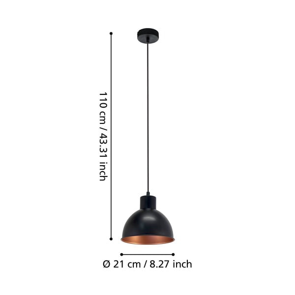 Czarno-brązowa lampa wisząca z metalowym kloszem ø 21 cm TRURO 1 – EGLO-image-2