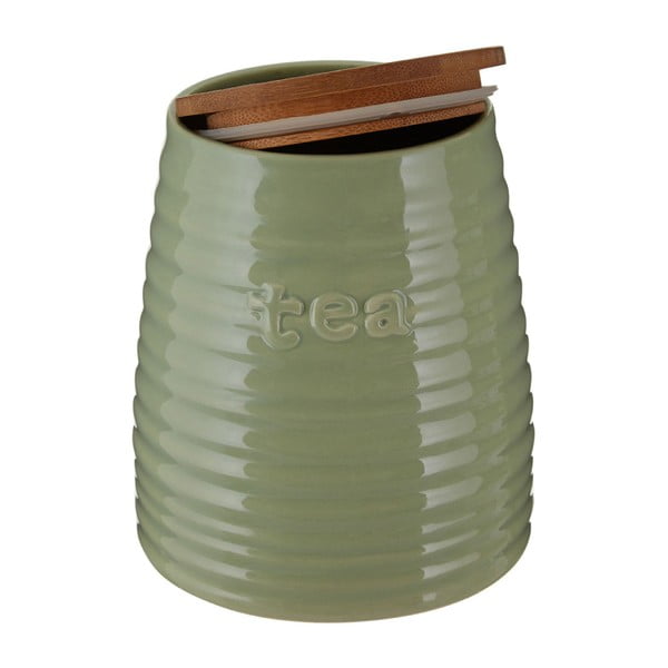 Zielony pojemnik na herbatę z bambusowym wieczkiem Premier Housewares Winnie, 950 ml